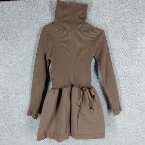 Lili‎ Gaufrette France Girls 10 Brown Ribbed Knit Long Sleeve Turtleneck Dress
